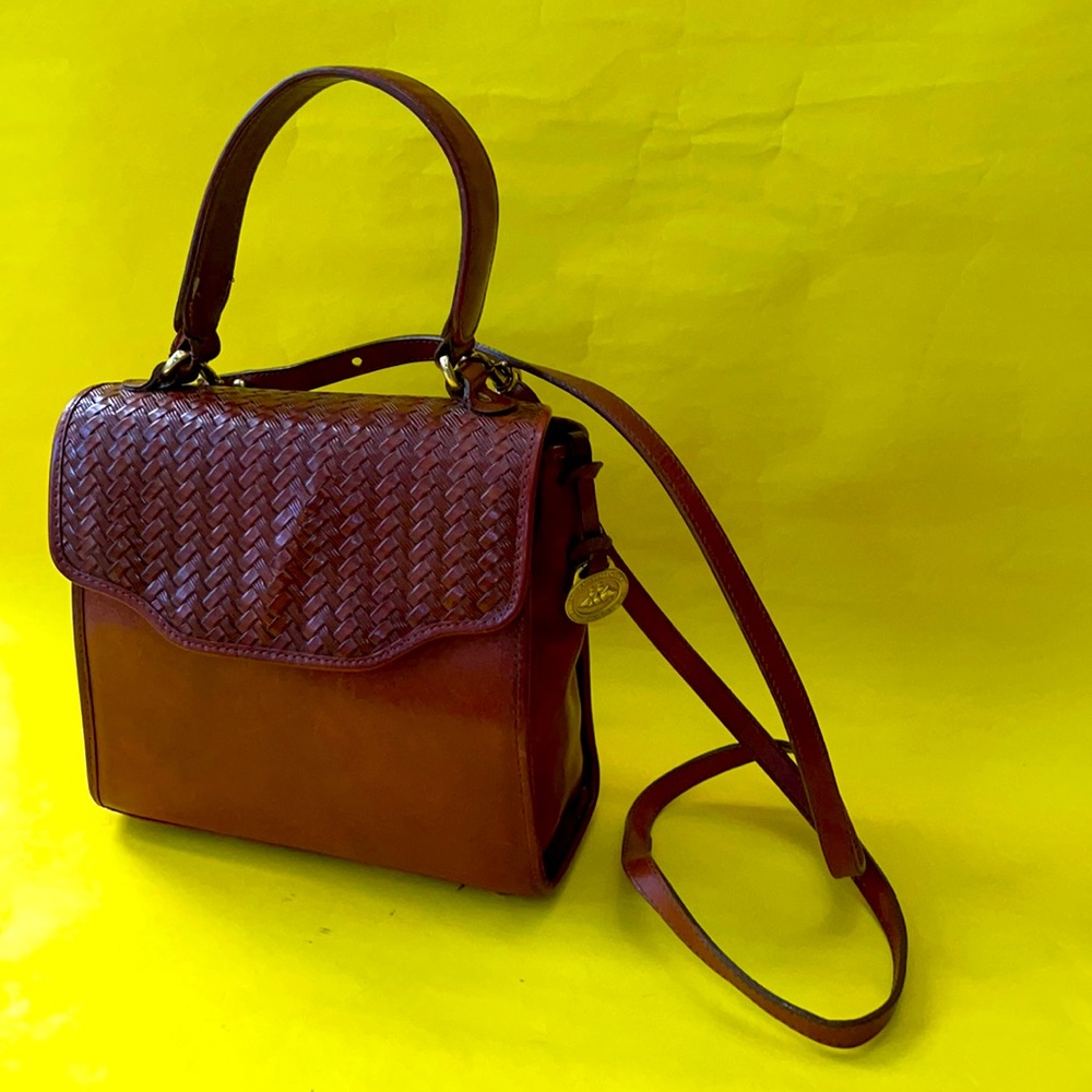 Vintage 80’s reddish brown Brahmin all leather crossbody bag - Picture 3 of 16